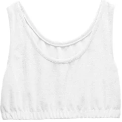 Gifi Débardeur crop top Femme tissu éponge blanc
