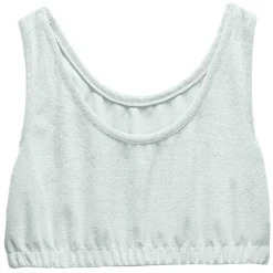 Clearance Gifi Débardeur crop top Femme tissu éponge gris