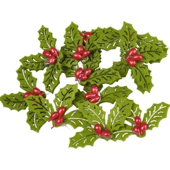 Gifi Jeux Créatifs<Décoration houx Noël vert et rouge x12