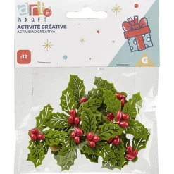 Gifi Jeux Créatifs<Décoration houx Noël vert et rouge x12