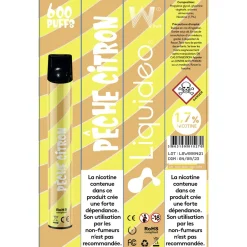 E-cigarette jetable pêche citron 2 ml 1.7% nicotine*Gifi Sale