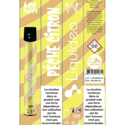 E-cigarette jetable pêche citron 2 ml 0.9% nicotine*Gifi Clearance