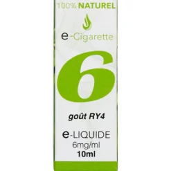 E liquide 100% naturel goût RY4 - 6mg/ml de nicotine*Gifi Online