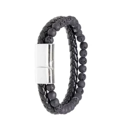 Best Gifi Ensemble montre et bracelet homme simili noir