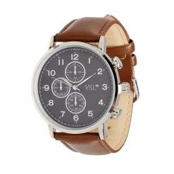 New Gifi Ensemble montre et bracelet homme simili marron