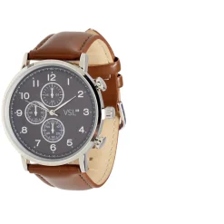 New Gifi Ensemble montre et bracelet homme simili marron