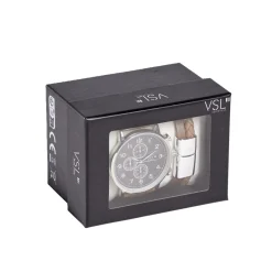 New Gifi Ensemble montre et bracelet homme simili marron