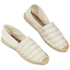 Discount Gifi Espadrilles Femme beige rayé gris pailleté T36/40