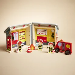 Gifi Eveil<Ferme ou hôpital ou caserne de pompiers pliable en bois 20,5x17,5xH19cm