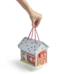 Gifi Eveil<Ferme ou hôpital ou caserne de pompiers pliable en bois 20,5x17,5xH19cm