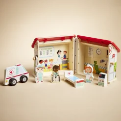 Gifi Eveil<Ferme ou hôpital ou caserne de pompiers pliable en bois 20,5x17,5xH19cm