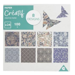 Gifi Feuilles de papier créatif 8 designs 24 pages L15x15cm