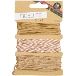 Gifi Ficelle blanc beige L. 5 m x3