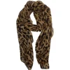 Clearance Gifi Foulard imprimé léopard camel plissé