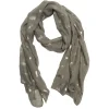 Discount Gifi Foulard kaki imprimé feuille doré