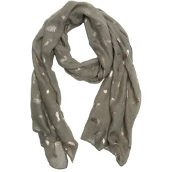 Discount Gifi Foulard kaki imprimé feuille doré