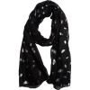 Best Gifi Foulard noir imprimé feuille argenté