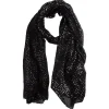 Hot Gifi Foulard noir imprimé pois argentés