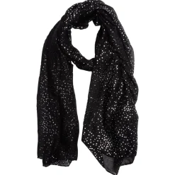 Hot Gifi Foulard noir imprimé pois argentés