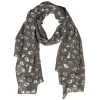 New Gifi Foulard plissé motif léopard gris argenté