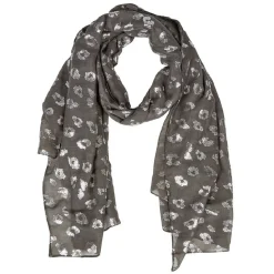 New Gifi Foulard plissé motif léopard gris argenté