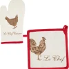 Discount Gifi Gant de cuisine et manique design poule