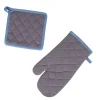 Gifi Gant de cuisine et manique gris bordure bleu