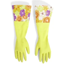 Hot Gifi Gants de ménage motifs fleurs taille L jaune