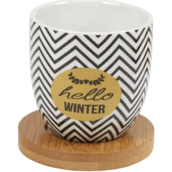 4 gobelets avec sous tasses en bois noir blanc doré*Gifi Sale