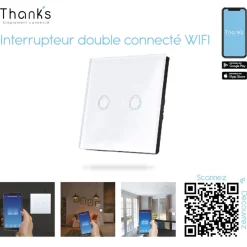 Interrupteur connecté wifi 2 boutons*Gifi Outlet