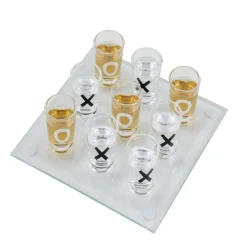 Jeu de morpion à boire avec shooters et plateau en verre 20x20cm*Gifi Hot
