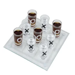 Jeu de morpion à boire avec shooters et plateau en verre 20x20cm*Gifi Hot