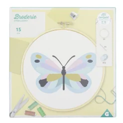 Gifi Kit de broderie au fil de coton avec support bois - 3 modèles