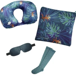 Gifi Kit de voyage 5 pièces imprimé tropical bleu vert