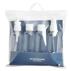 Gifi Kit 4 flacons de voyage + trousse en plastique transparent