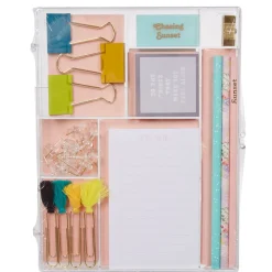 Kit papeterie bloc note motif floral crayon et gomme*Gifi Online