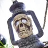 Lanterne Halloween tête de mort grise et blanche*Gifi