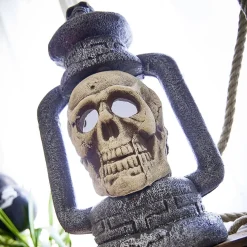 Lanterne Halloween tête de mort grise et blanche*Gifi