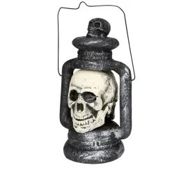 Lanterne Halloween tête de mort grise et blanche*Gifi