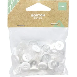 Gifi Lot de 100 boutons blanc