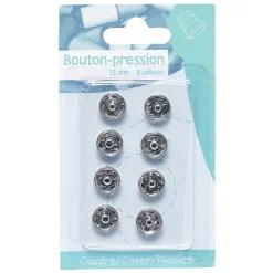 Gifi Lot de 8 boutons pression à coudre en métal
