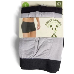 Hot Gifi Lot de 2 boxers homme taille L bambou et élasthanne noir