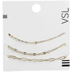New Gifi Lot de 3 bracelets chaîne style bohème doré et touche de couleur