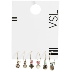 New Gifi Lot de 3 paires de boucles d'oreilles créoles avec pampille et perles