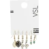 Gifi Lot de 3 paires de boucles d'oreilles pendantes perle/serpent/feuille métal doré