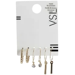 Outlet Gifi Lot de 3 paires de créoles en métal doré cristal/perle/pendante