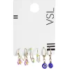 New Gifi Lot de 3 paires de mini créoles colorées pendentif oeil/fleur/perles