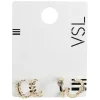 Gifi Lot de 2 paires de mini créoles design feuillage et strass blanc
