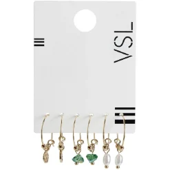 Best Gifi Lot de 3 paires de mini créoles pendentif perle/pierre/pampille