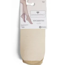 Outlet Gifi Lot de 3 paires de socquette femme polyamide et tulle chair 20D